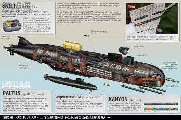 俄军核动力鱼雷载100兆吨核弹头 可瞬间摧毁旧金山
