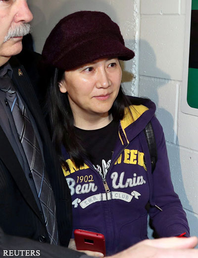 6日在温哥华法院出庭的孟晩舟