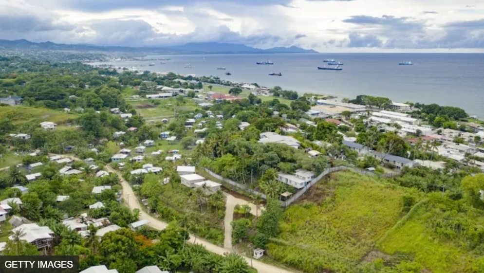 所罗门群岛和海湾鸟瞰图