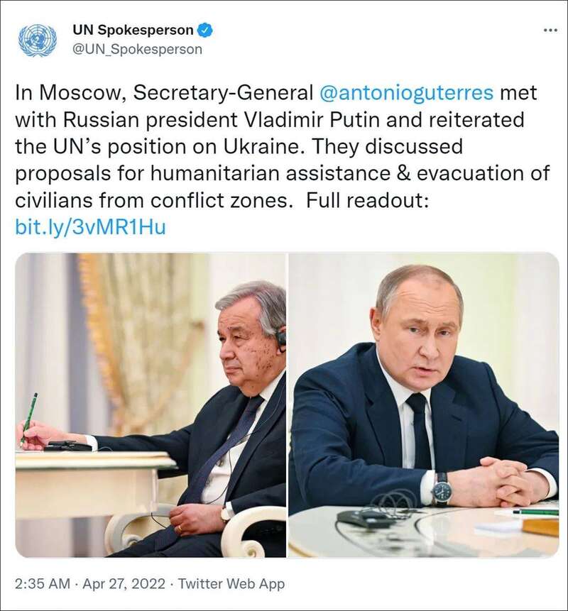 联合国发言人推特截图