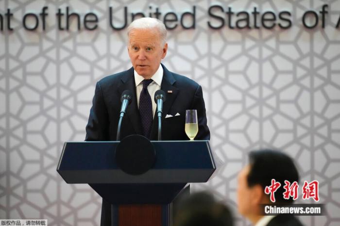 美国总统拜登在韩国总统尹锡悦举办的国宴上发表讲话