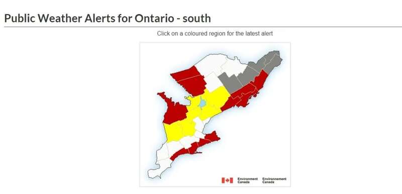 加拿大环境部对尼亚加拉地区发出了暴风雪警告