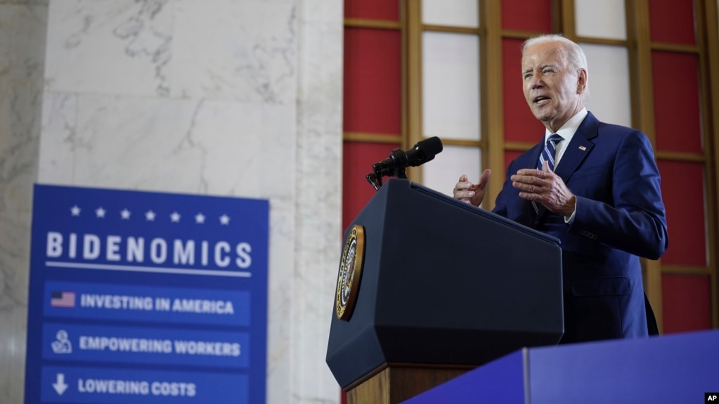 美国总统拜登2023年6月28日在芝加哥发表经济讲话