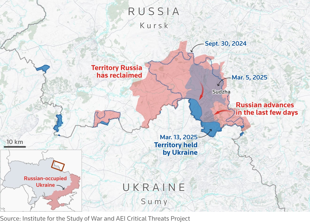 俄罗斯军队收复了乌克兰占领的大部分领土